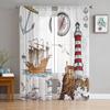 Ancient Lighthouse Sailing Ship Chiffon Sheer Curtains For Living Room Bedroom Decoration Window Tulle Curtains Drapes