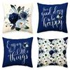 4PCS Bohemian Style Blue Rose Pattern Throw Pillow Covers - Home Sofa Bedroom Seat Decorations - Durable Outdoor/ Indoor Decor, Soft and Stylish, No P