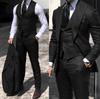 Black Classic Men Suit 3 Pieces Tuxedo Peaked Lapel Groomsmen Wedding Suits Set Fashion Men Business Blazer Jacket+Pants+Vest
