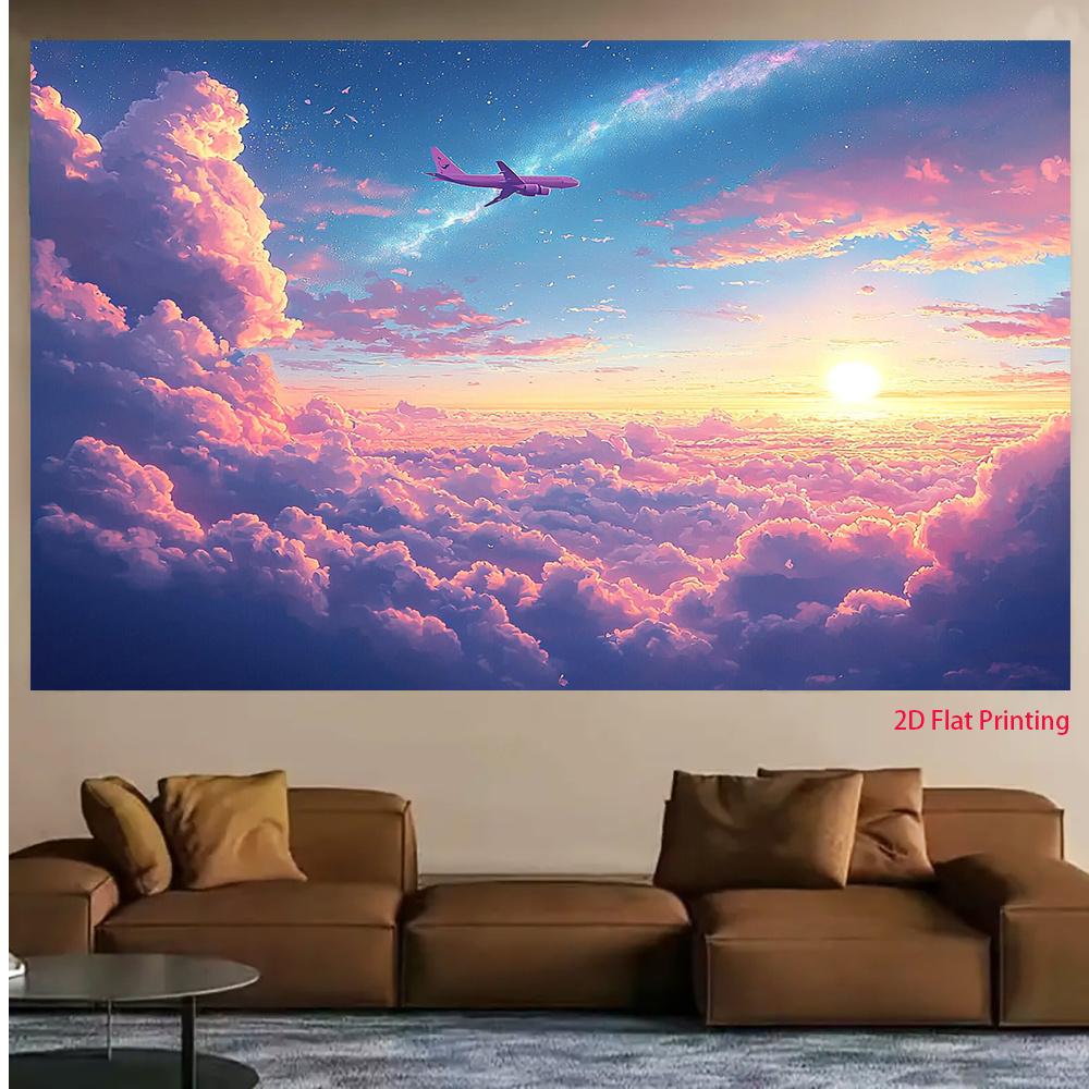 2D plane vivid blue and purple cosmic clouds suitable for party decoration made of polyester fiber material