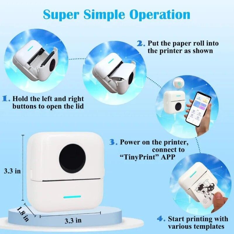 Мини-термопринтер с беспроводным подключением, бесчернильной печатью и возможностью печати шириной 57 мм. Детская игрушка в подарок. Набор принтеров X6.