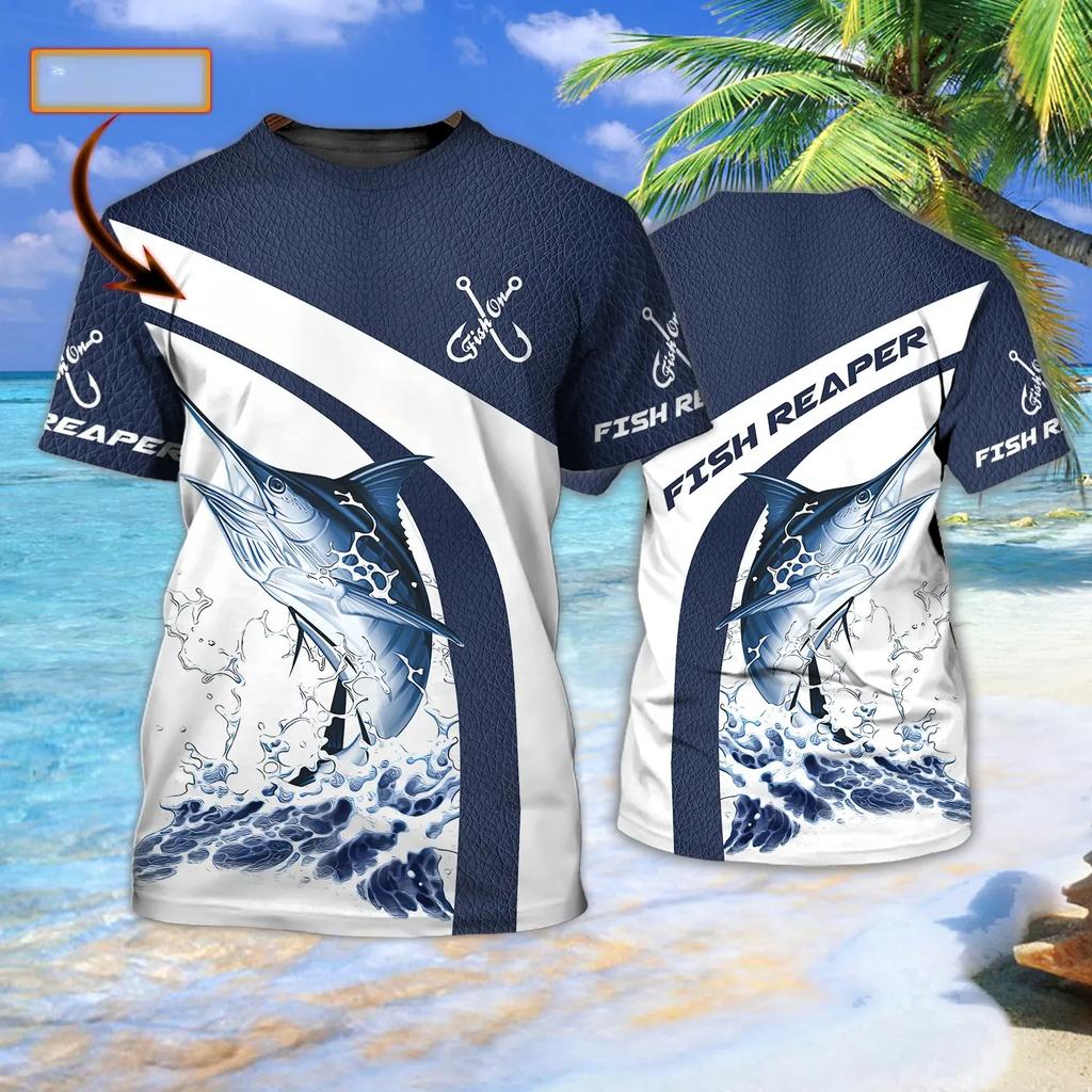 Мужские футболки с надписью «Рыбалка» с персонализированным именем 3D-принтом по всей поверхности, классная летняя футболка унисекс с коротким рукавом