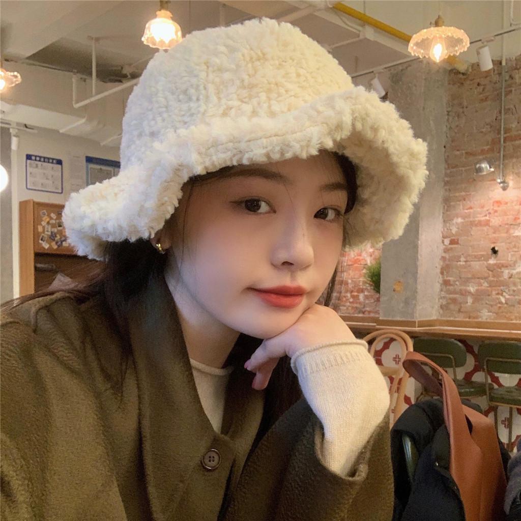 Thickened Lamb Stylish Wool Winter Bucket Hat For Women Cozy And Warm Ear Protection