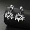 Gothic Evil Eye Drop Hoop Earrings Stainless Steel Sun Eyes Pendant Punk Hiphop Jewelry Gift for Women Men
