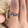 Baguette Cut Sapphire Wedding Band 18k Gold Vintage Delicate Ring Blue Gemstone Band Eternity Matching Band Birthstone Jewelry Gift For Mom