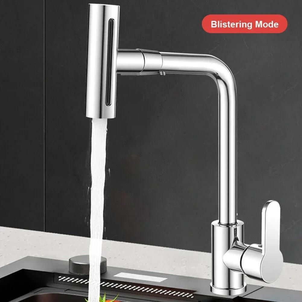 Waterfall Kitchen Faucet Stainless Steel Waterfall Flow Spray Head Hot And Cold Water Sink Mixer Tap Rotating Kitchen Faucets