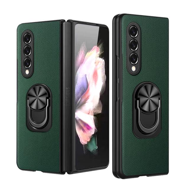 Тонкий легкий кожаный чехол-держатель для кольца для Samsung Galaxy Z Fold 3 4 Fold4 5g Fold2 Fold3 Fold 2 противоскользящий чехол для мобильного телефона