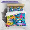 3pcs B-Baby Shark pattern bedding set duvet cover set includes duvet cover &pillowcases,perfect all season bedroom decoration&gift