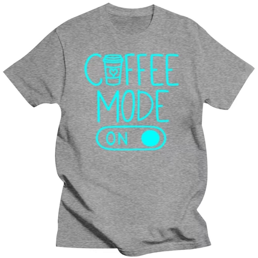 Новые модные летние футболки для мужчин, футболки с забавным принтом Coffee Mode on, футболки с коротким рукавом, футболки с ярким дизайном, топы