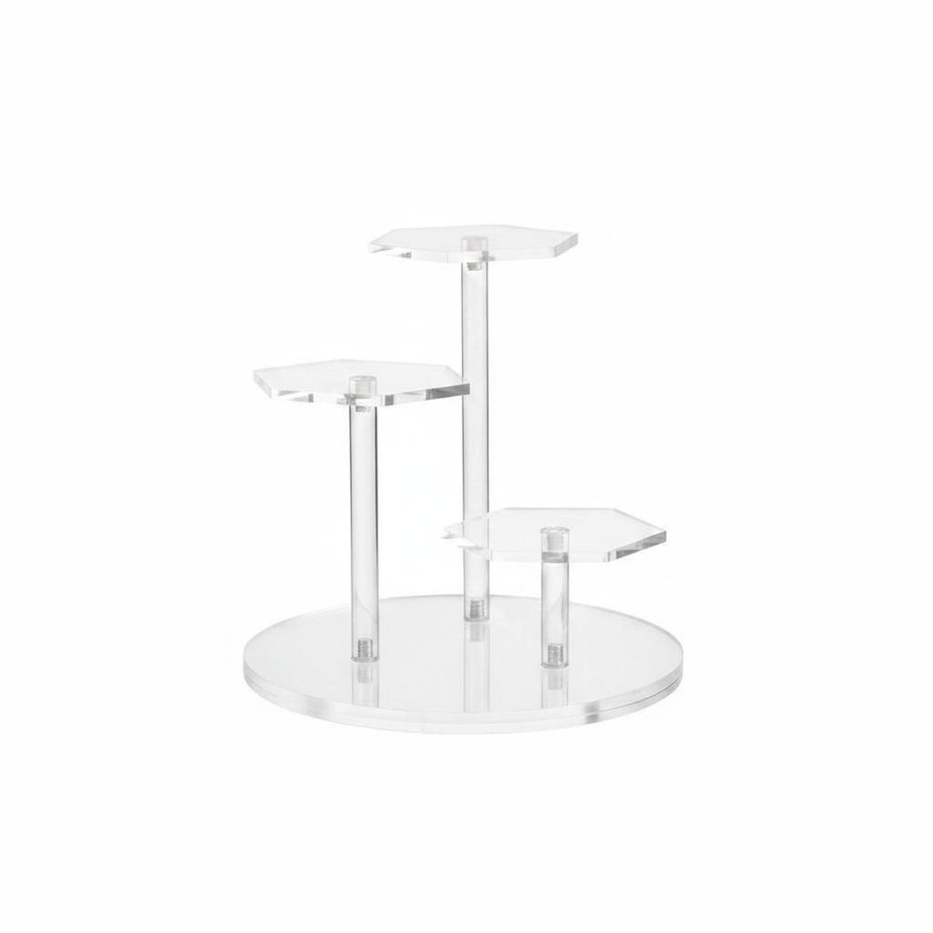 Hexagon Stepped Display Stand Sturdy Acrylic Pedestal