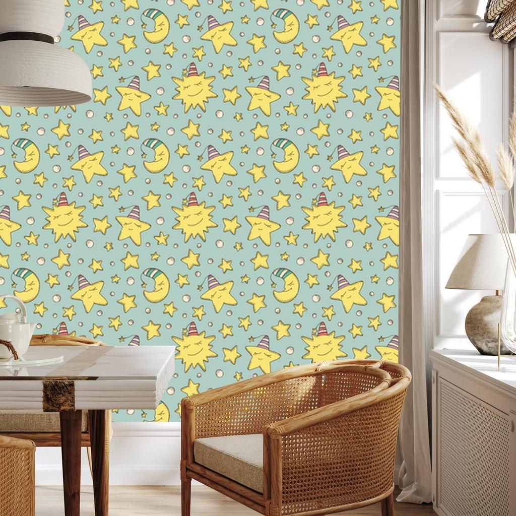Stars and Moons Wallpaper for Living Room and Bedroom 50x1000