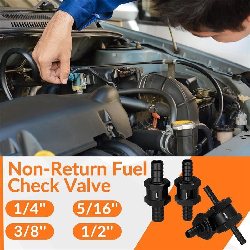 1/4 Inch 5/16 Inch 3/8 Inch 1/2 Inch Fuel Non-Return Inline One-Way Check Valve Suitable For (4 Pieces Black)