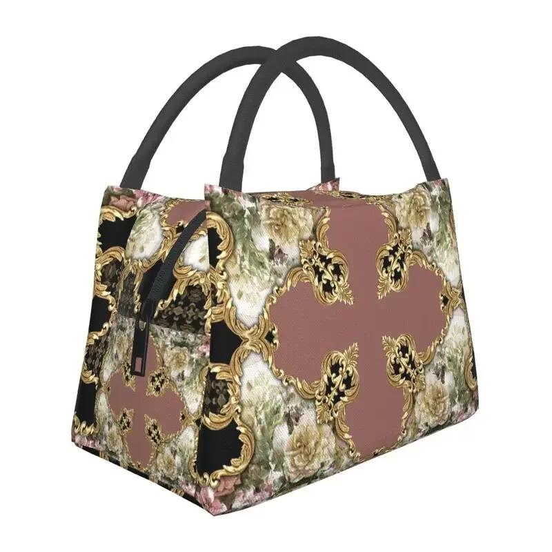 Сумки для обеда с золотым львом и дамасским орнаментом для мужчин и женщин, теплые, изолированные, для пикника, кемпинга, работы, путешествий
