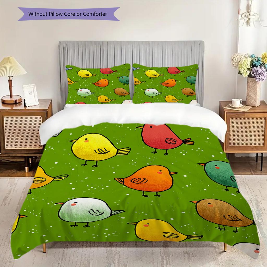 Bird Pattern Bedding Quilt Set Quilt Cover Pillowcase Home Decoration Birthday Gift (1 * duvet cover + 2 * pillowcase, without core)
