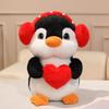 Red Heart Penguin Plush Toys Soft Stuffed Cute Earphones Love Dolls  Valentine's Day