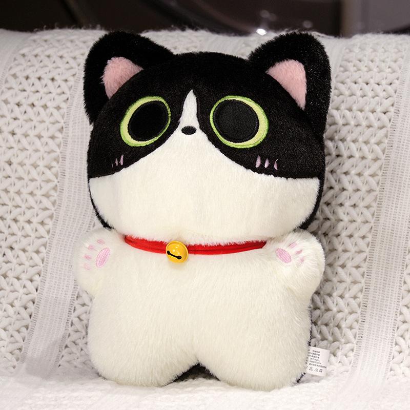 35 см Каваийная Плюшевая Игрушка Черный Кот с Большими Глазами, Кукла, Мягкое Набивное Животное, Подушка-Подушка Кот, Подарок на День Рождения для Детей, Декор для Дома