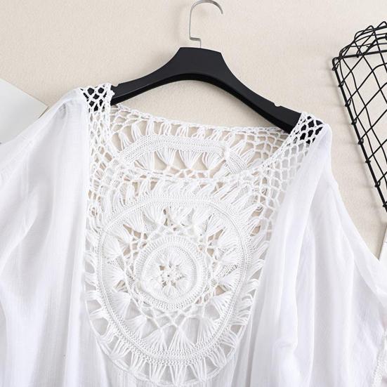 Женский летний купальник, повседневный, с открытыми плечами, с кисточками, пляжный халат, свободный, прозрачный, бикини, накидка для пляжа, бассейна, загара