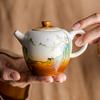 Винтажный чайник для заваривания чая, одинарный чайник, керамический бытовой пейзаж, разделитель для чая, простое приготовление чая, чайный сервиз в стиле кунг-фу, чайная посуда, кружка для заваривания чая