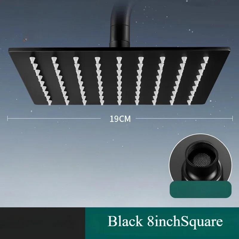 6/8 Дюймовая Черная Лейка для Тропического Душа из Нержавеющей Стали Лейка для Дождя Под Давлением Большая Панель Насадка для Душа Аксессуары для Душа
