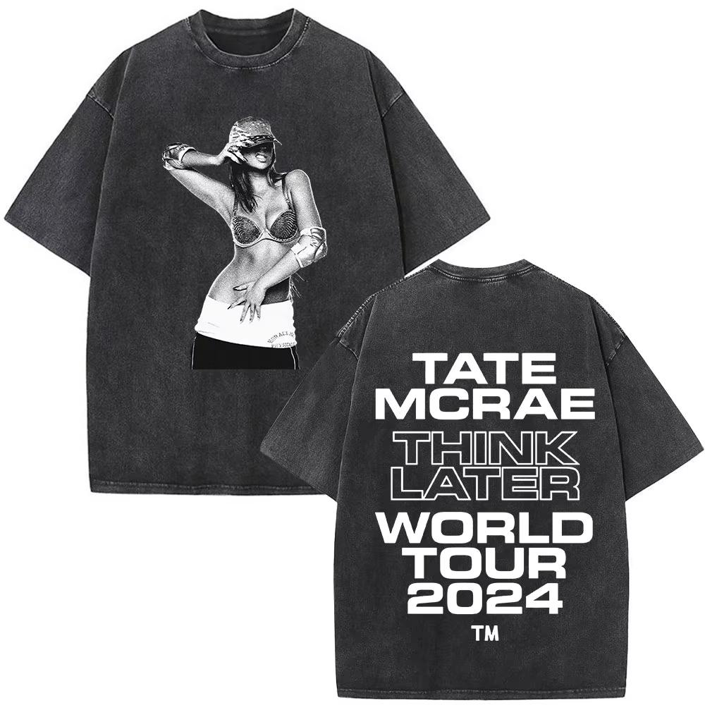 Tate McRae So Close To What Album Tour Washed Tshirt Men Women Cotton Short Sleeve Summer Vintage T Shirt Tops Fans Gift