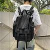 Black Backpack Men's Trendy Brand Korean Version Ins Nylon Backpack Casual Student Large Capacity Schoolbag Women