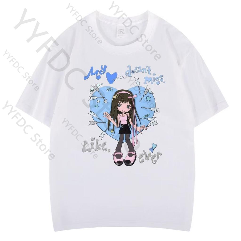 Hearts2Hearts T Shirt Kpop Fashion H2H Cartoon Print Tshirt Women Unisex Summer High Quality Cotton Short Sleeve Tee Tops For Fans