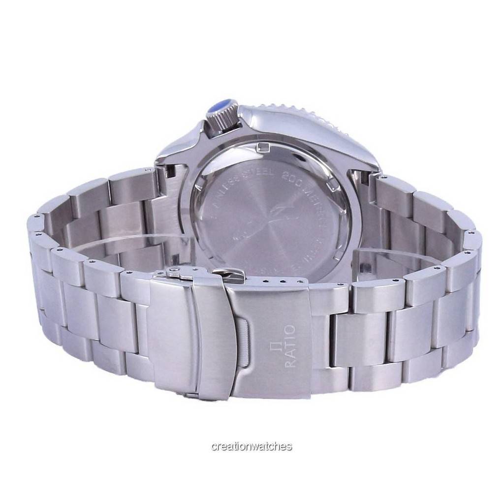 Ratio FreeDiver Blue Dial Sapphire Crystal Stainless Steel Automatic RTA102 200M Мужские часы