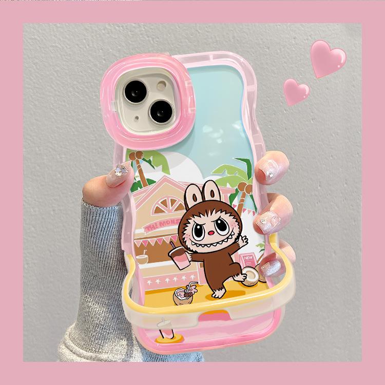 Подходит для чехла для мобильного телефона Apple 15/14pro IPhone 13 Мультяшный Ragbub 12 Волнистый край 11 Невидимый двойной кронштейн