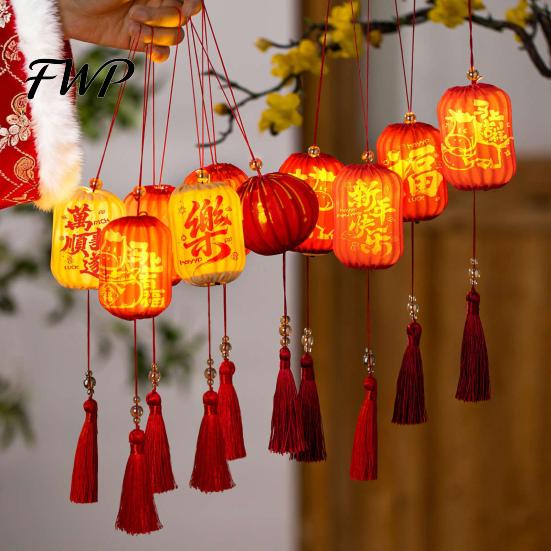 Lunar New Year Party Supplies Traditional Mini Chinese Lantern with LED Light, Handheld Middle Mid Autumn Festival Decorations for Spring Festival,