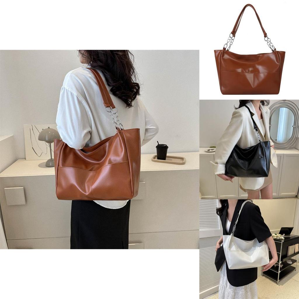 Stylish Versatile Large Capacity Tote Bag For Women In Black White Green And Brown