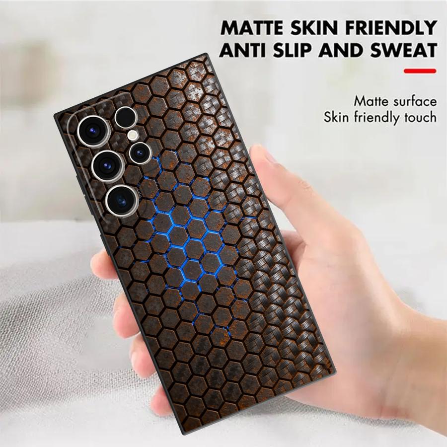 Чехол для Samsung Galaxy S26 Note 20 Ultra 8 9 10 S24 Plus S23 S25 Ultra S21 FE S20 S10 S9 Funda Чехол для телефона Нержавеющая сталь Углерод