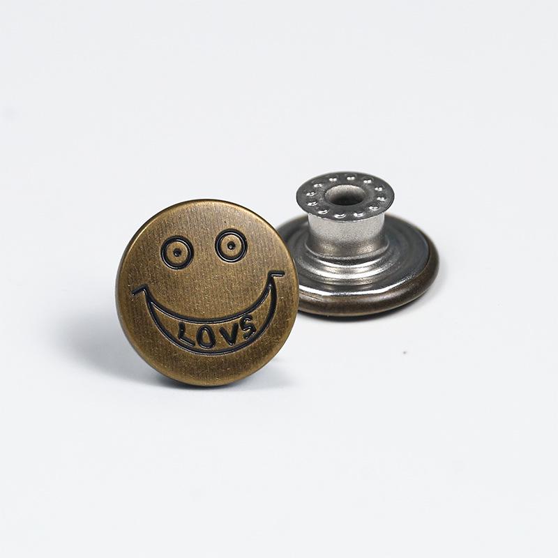 Античная бронза гладкая металлическая пуговица-гвоздик для джинсов, курток и комбинезонов с гравировкой