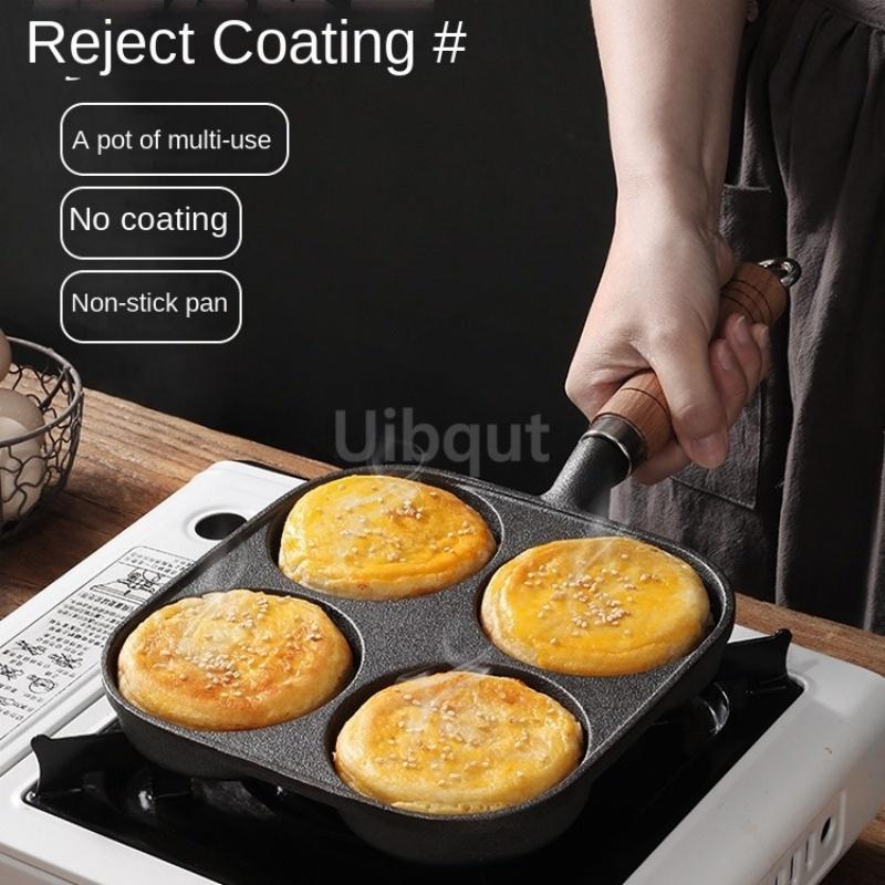 4 Holes Omelette cast iron Non-Stick Pan Breakfast Burger Skillet Thickened Flat Breakfast Pan Frying Pan Kitchen Cookware