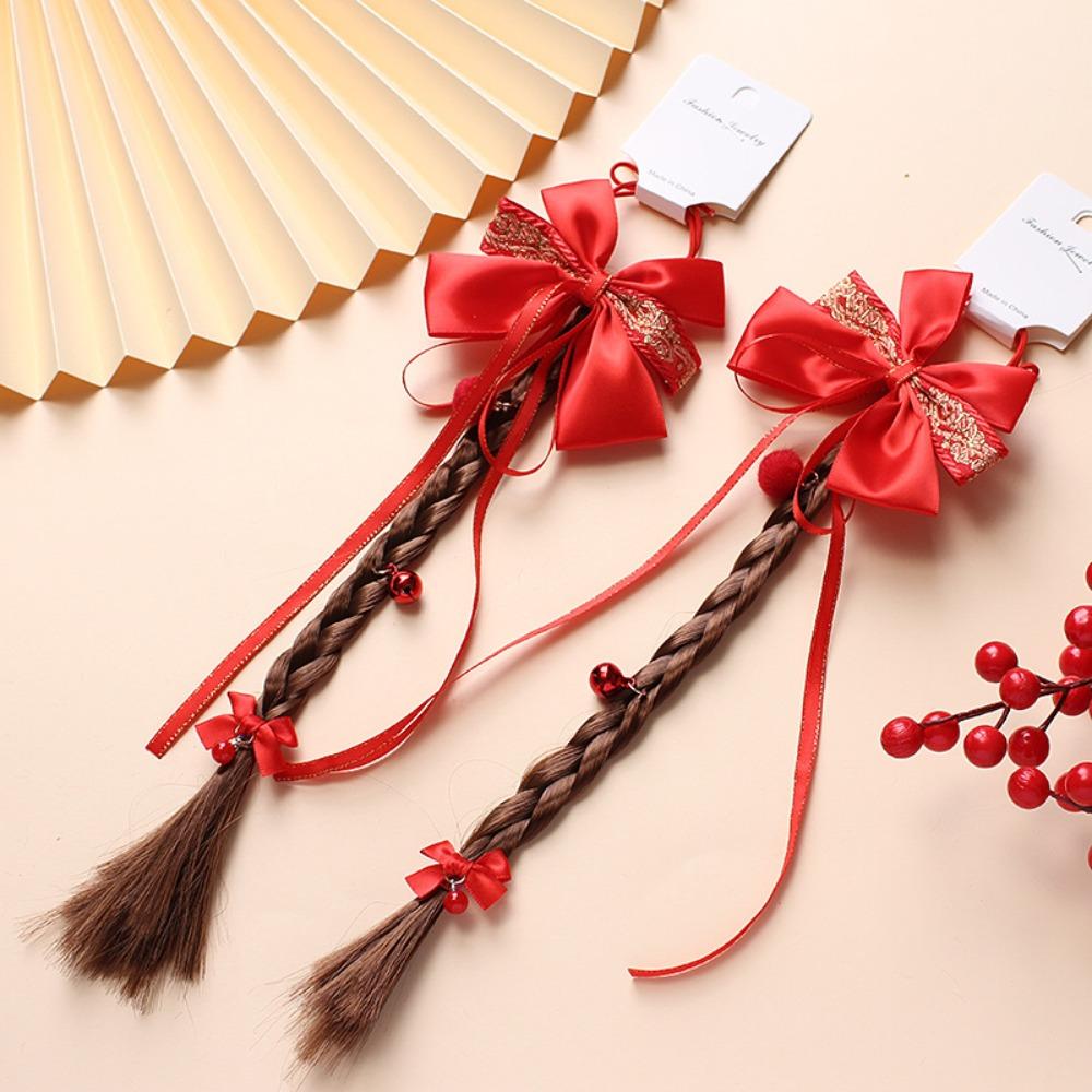 Tassel Hanfu Red Hairpin Bow New Year Headwear Hair Accessories Children Braided Ponytail