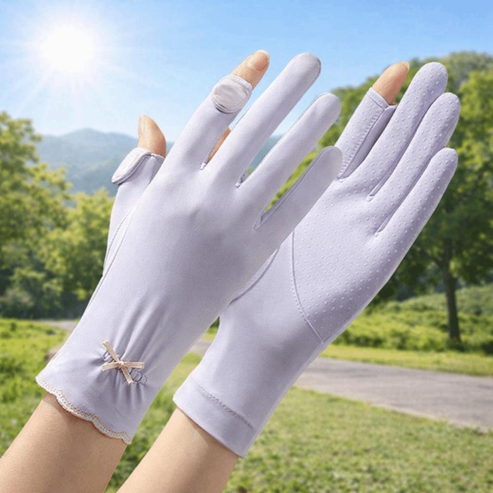Thin Ice Silk Riding Gloves Anti-UV Summer Driving Mittens Women Sunscreen Gloves Driving