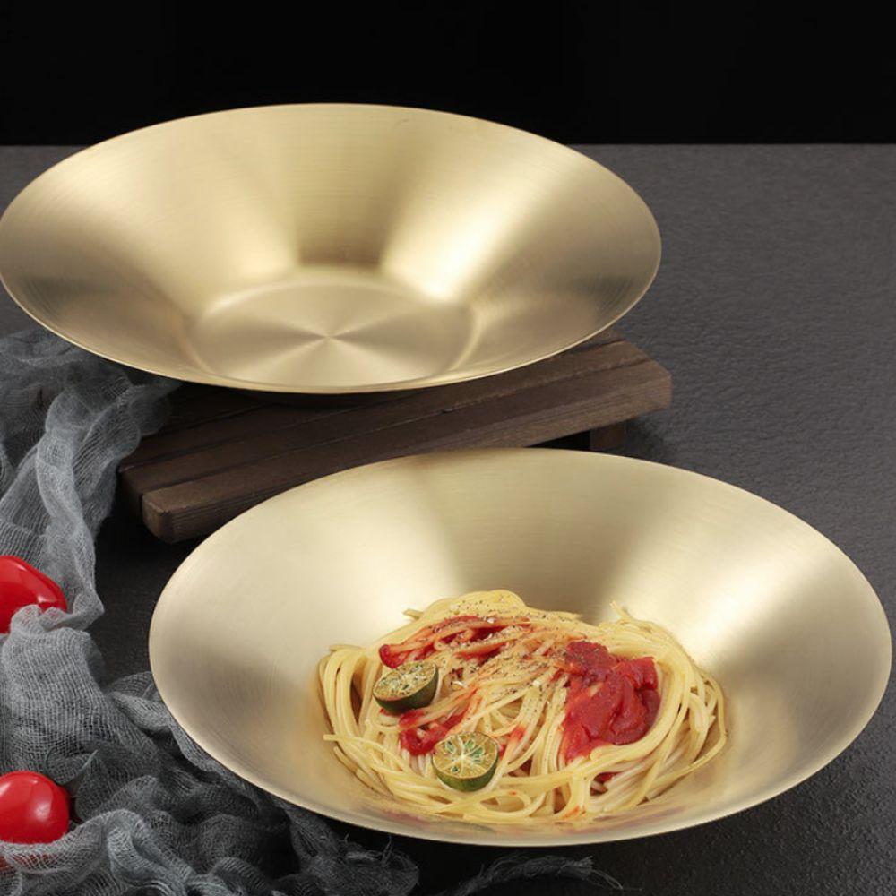 304 Stainless Steel Korean Salad Bowl Deepened Fruit Dish Multifunctional Food Plate Restaurant