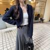 Осень и зима новый дизайн кардиган с капюшоном с длинным рукавом вязаная куртка женская тонкая однотонная темпераментная универсальная модная