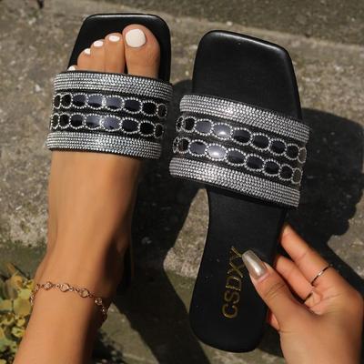 Модные тапочки Женские сандалии Классические простые сандалии Женские новые тапочки Тканевые тапочки с буквенным принтом Повседневные тапочки на плоской подошве