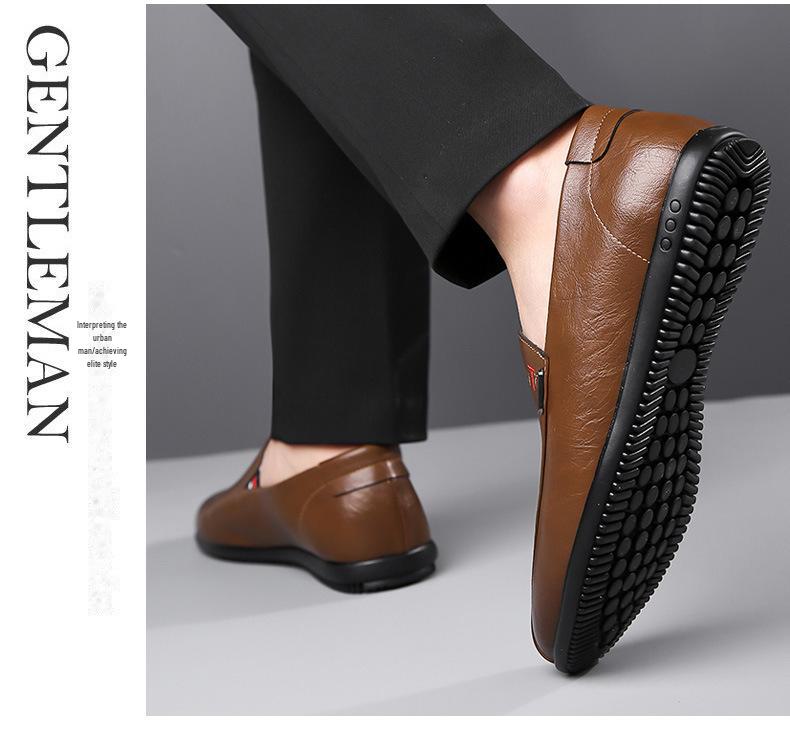 Мужские повседневные кожаные туфли из дышащей кожи - мягкие, нескользящие туфли для вождения