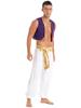 Mens Halloween Party Costume Sequin Trim Waistcoat Belted Pants Role Play Stage Performance Outfit