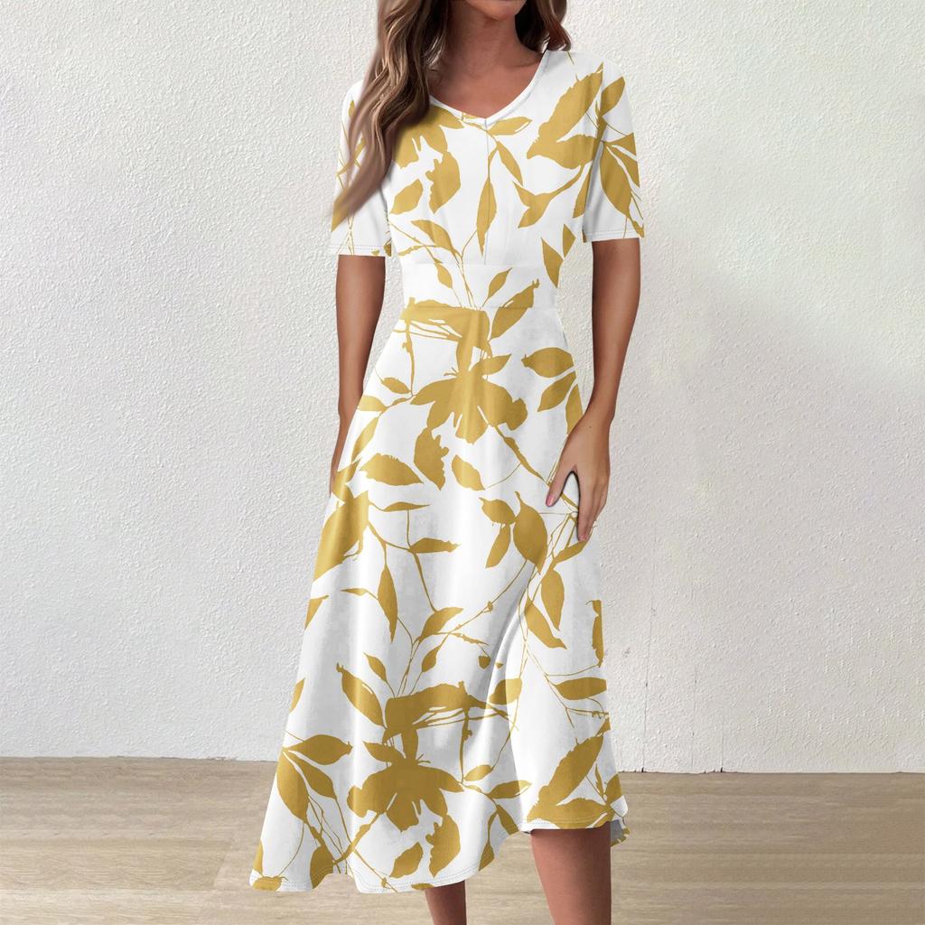 Женское повседневное модное платье-миди без рукавов с цветочным принтом и нерегулярным подолом с круглым вырезом