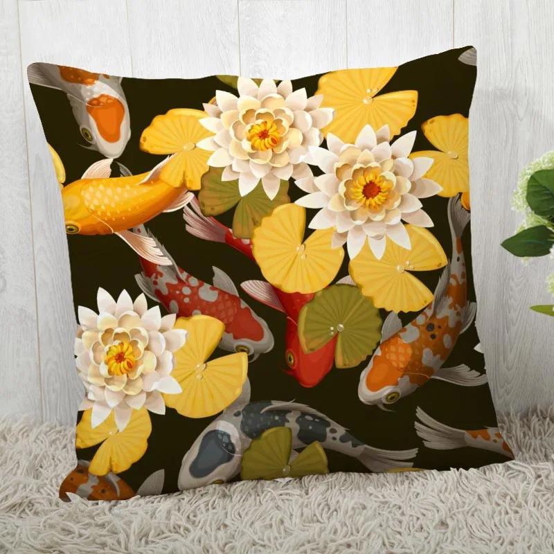 New Lotus Pillow Cover Bedroom Home Office Decorative Flowers Pillowcase Square Zipper Pillow Cases Satin Soft No Fade