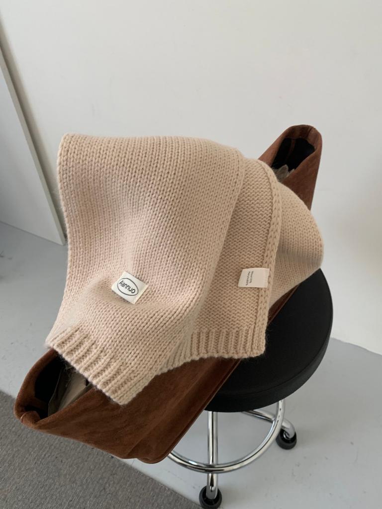 ins wind solid color knitted scarf women's autumn and winter atmosphere versatile fashion warm scarf
