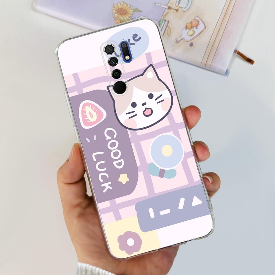New For Xiaomi Redmi 9 Case Cute Cat Luxury Flower TPU Soft Silicone Clear Cover For Xiaomi Redmi 9 9A 9a 6.53"Bumper Phone Case