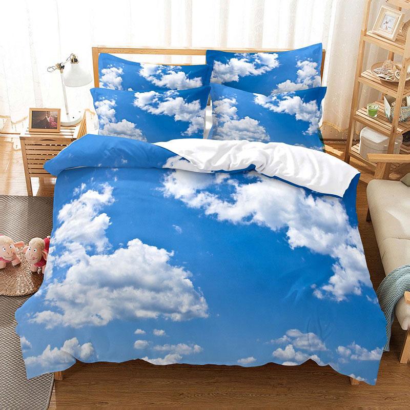 Комплект постельного белья с изображением воздушного шара Queen King Size, 3D Blue Sky White Cloud, детский комплект постельного белья из полиэстера для мальчиков и девочек