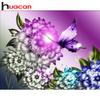 HUACAN DIY Diamond Painting Flower Butterfly Full Drill Mosaic Diamond Painting Butterfly Cross Stitch Embroidery Home Decorative