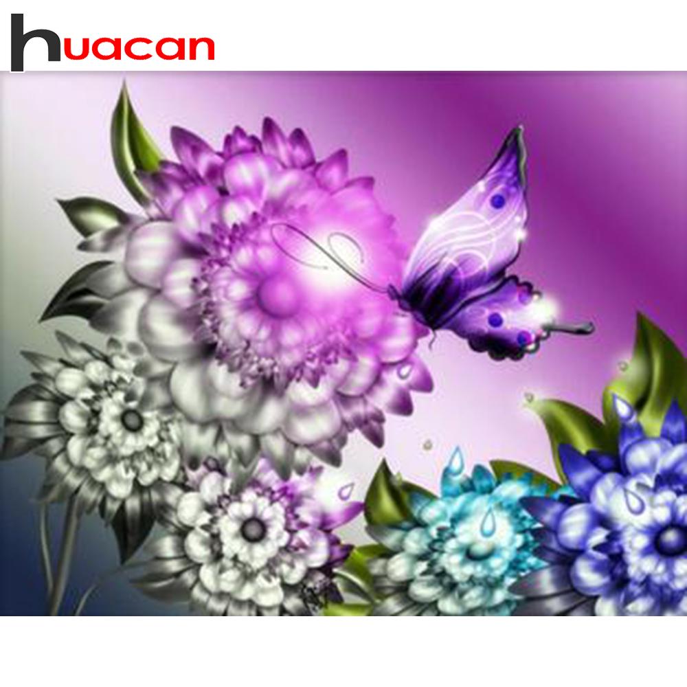 HUACAN DIY алмазная живопись цветок бабочка полная дрель мозаика алмазная живопись бабочка вышивка крестиком домашняя декоративная