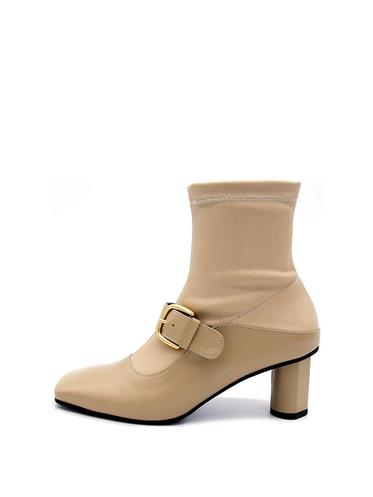 Nontheless Side Buckle Sock Boots 6Cm / Beige