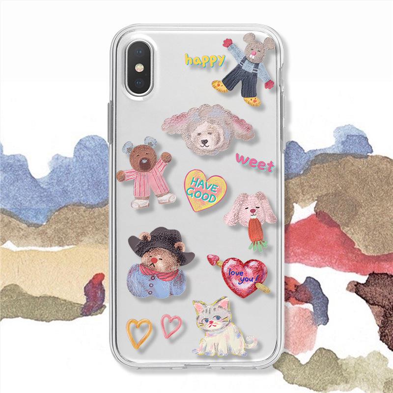 Oil Painting Style Clear Phone Case for Apple 15, Huawei, Xiaomi, Vivo, Oppo, iPhone 11/13/14