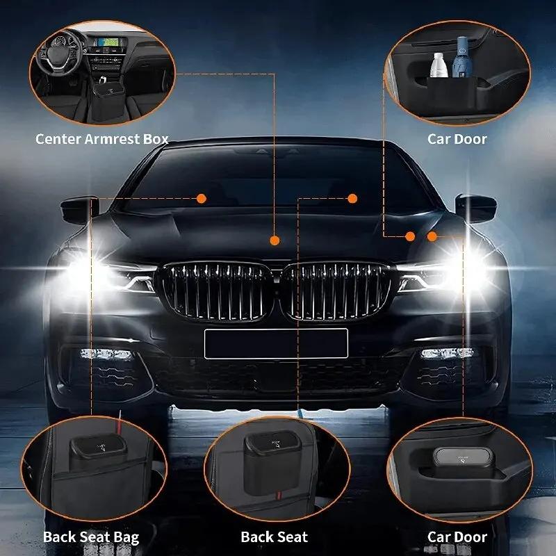 Автомобильное мусорное ведро с откидной крышкой, органайзер для хранения мусора в салоне, ящик для хранения, черный ABS, квадратный, универсальный органайзер, аксессуары для интерьера